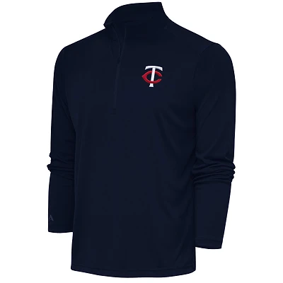 Men's Antigua  Navy Minnesota Twins Tribute Quarter-Zip Pullover Top