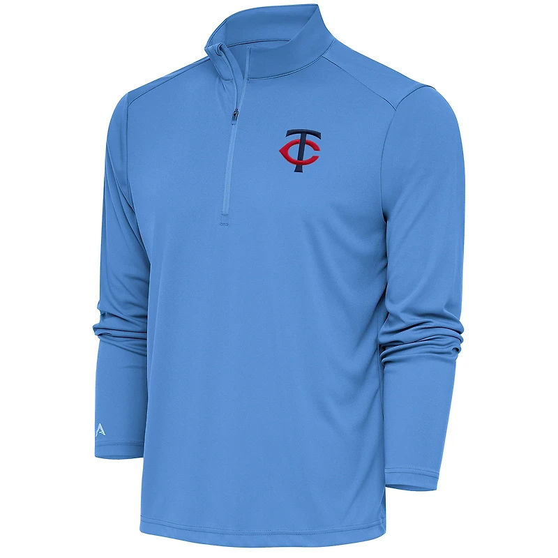 Men's Antigua Light Blue Minnesota Twins Tribute Quarter-Zip Pullover Top