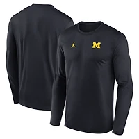 Men's Jordan Brand Navy Michigan Wolverines 2026 Sideline Small Logo Legend Dri-FIT Long Sleeve T-Shirt