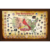 St. Louis Cardinals Framed 20" x 32" MLB Parks Map Collage with Game-Used Dirt from All 30 Stadiums