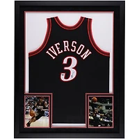 Allen Iverson Philadelphia 76ers Autographed Deluxe Framed Black 1997-98 Mitchell & Ness Authentic Jersey