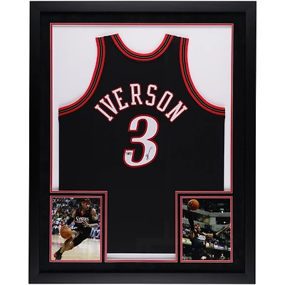 Allen Iverson Philadelphia 76ers Autographed Deluxe Framed Black 1997-98 Mitchell & Ness Authentic Jersey