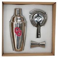 The Memory Company Oklahoma Sooners Stainless Steel Shaker, Strainer & Jigger Set
