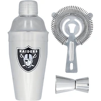 The Memory Company Las Vegas Raiders Stainless Steel Shaker, Strainer & Jigger Set