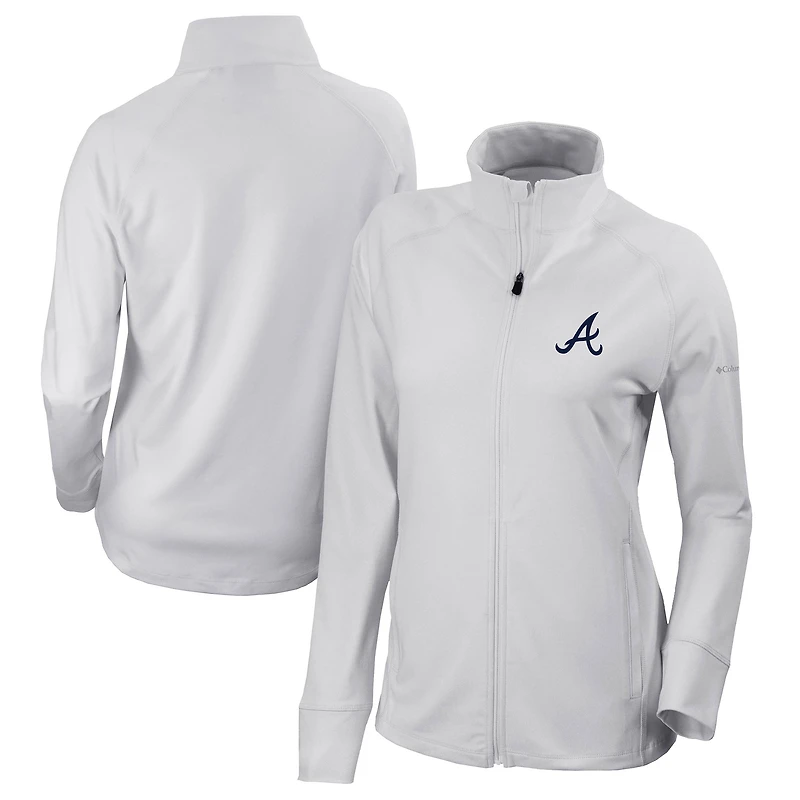 Women's Columbia White Atlanta Braves Omni-Wick Greenkeeper Full-Zip Jacket