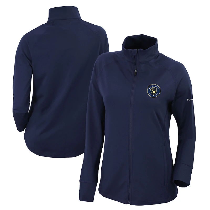 Women's Columbia  Navy Milwaukee Brewers Omni-Wick Greenkeeper Full-Zip Jacket