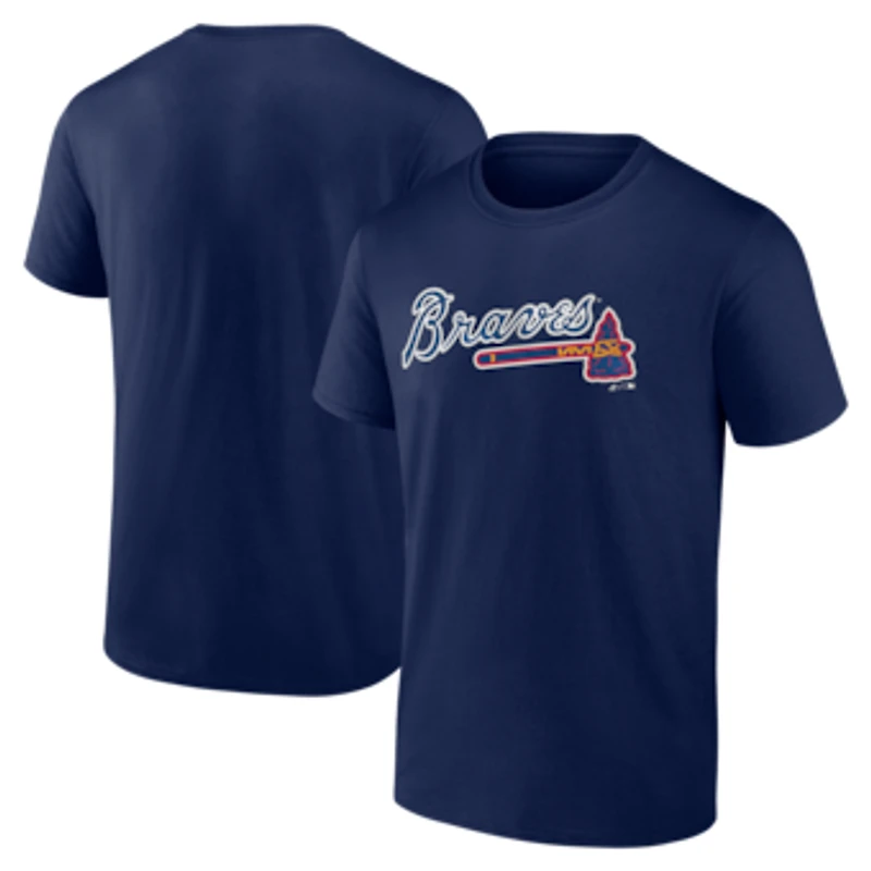 Men's Logo Athletic Navy Atlanta Braves Wordmark T-Shirt