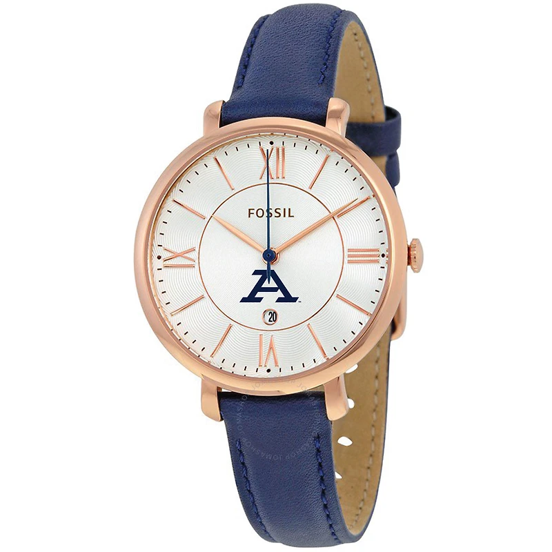 Women's Fossil  Navy Akron Zips Jacqueline Leather Watch