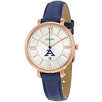Women's Fossil  Navy Akron Zips Jacqueline Leather Watch