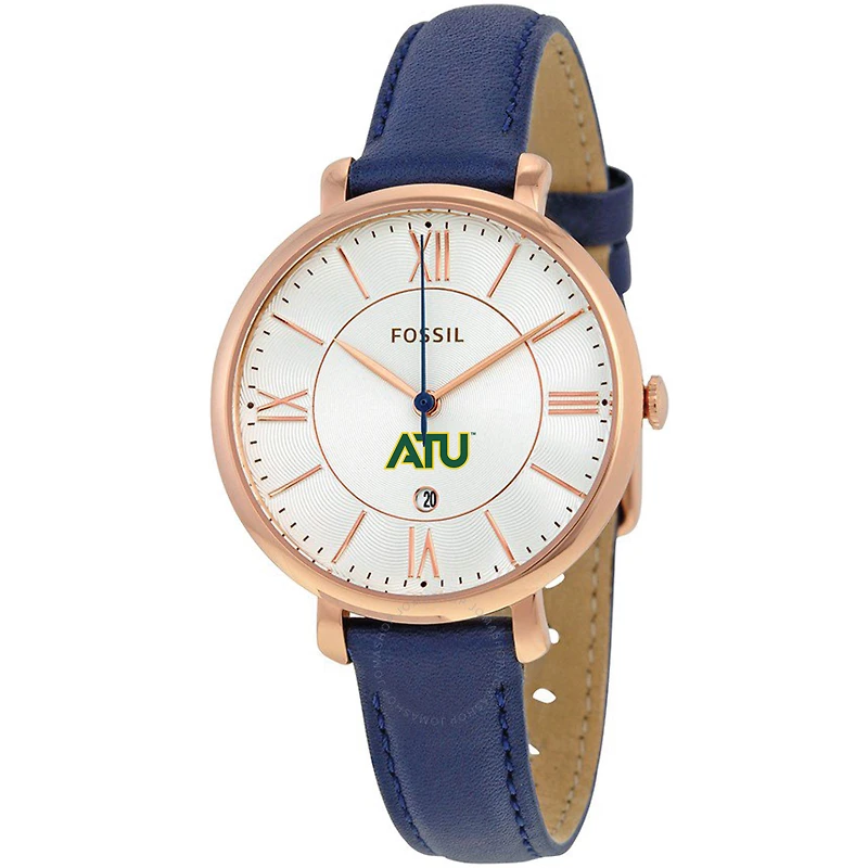 Women's Fossil Navy Arkansas Tech Wonder Boys Jacqueline Leather Watch