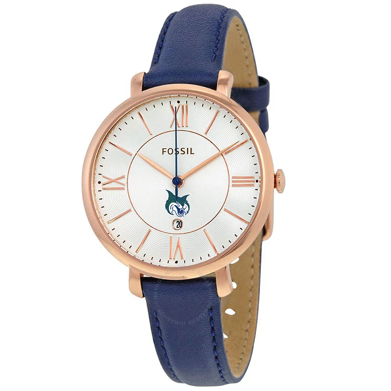 Women's Fossil Navy Georgia College Bobcats Jacqueline Leather Watch