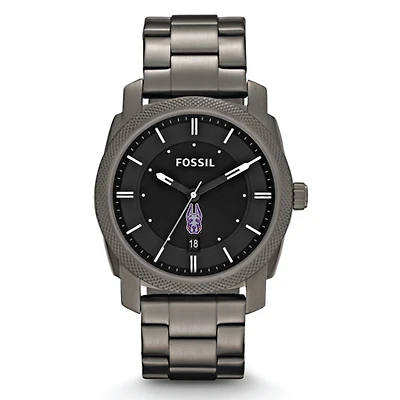 Men's Fossil Gray UAlbany Great Danes Machine Smoke Stainless Steel Watch