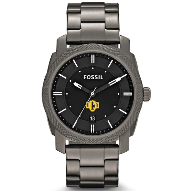 Men's Fossil Gray Central Oklahoma Bronchos Machine Smoke Stainless Steel Watch