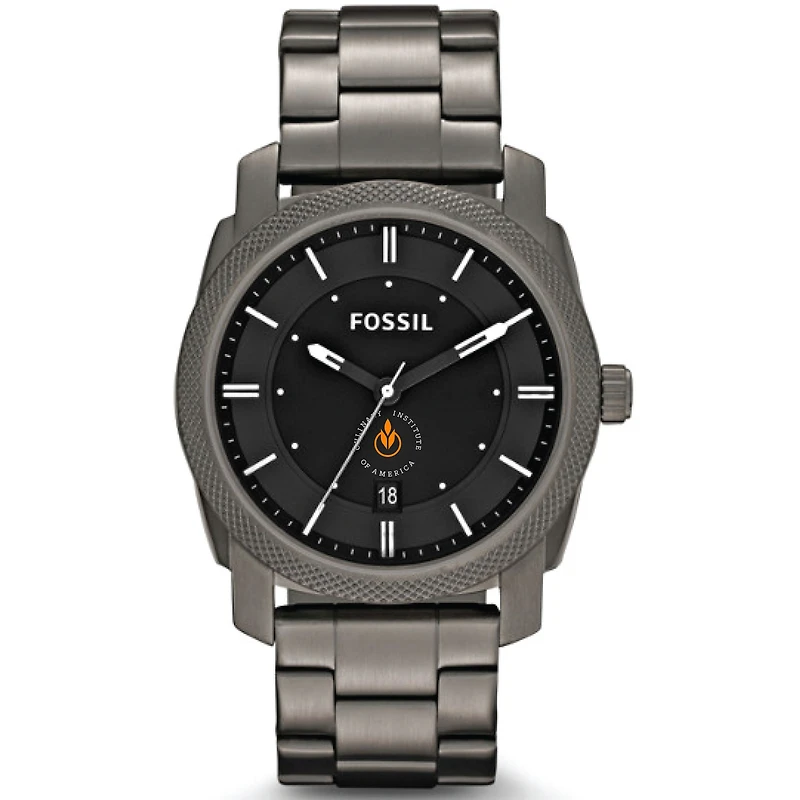Men's Fossil Gray Culinary Institute of America Steels Machine Smoke Stainless Steel Watch