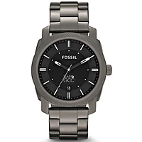 Men's Fossil  Gray SUNY Genesee Community College Machine Smoke Stainless Steel Watch