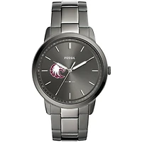 Men's Fossil  Gray Augsburg Auggies Minimalist Three-Hand Smoke Watch