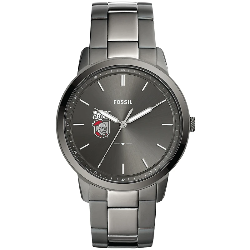 Men's Fossil  Gray Belmont Abbey Crusaders Minimalist Three-Hand Smoke Watch