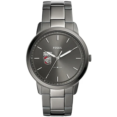 Men's Fossil  Gray Belmont Abbey Crusaders Minimalist Three-Hand Smoke Watch