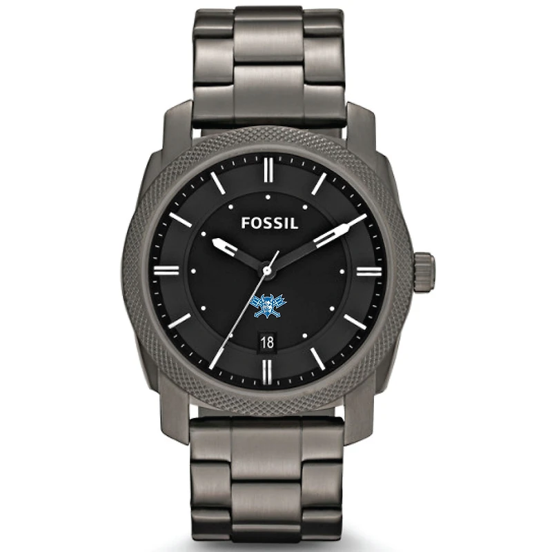Men's Fossil Gray Lawrence Technological University Blue Devils Machine Smoke Stainless Steel Watch
