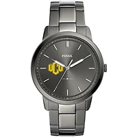 Men's Fossil  Gray Central Oklahoma Bronchos Minimalist Three-Hand Smoke Watch