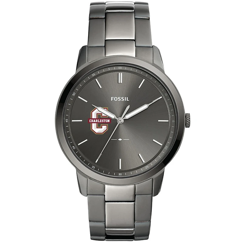 Men's Fossil Gray Charleston Cougars Minimalist Three-Hand Smoke Watch