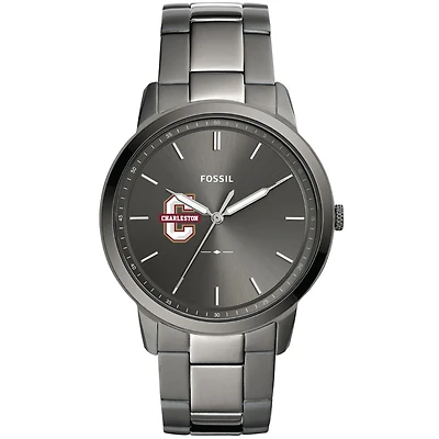 Men's Fossil  Gray Charleston Cougars Minimalist Three-Hand Smoke Watch
