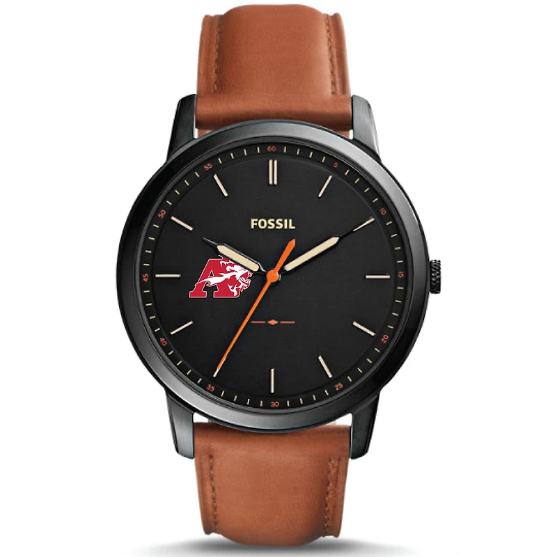 Men's Fossil  Black Albright Lions Minimalist Slim Light Brown Leather Watch