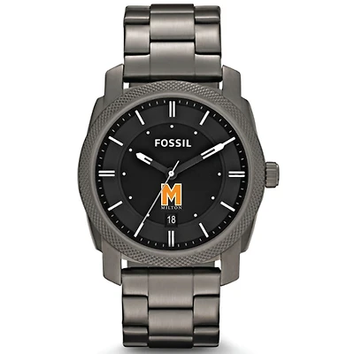 Men's Fossil  Heather Gray Milton Academy Mustangs Machine Smoke Stainless Steel Watch