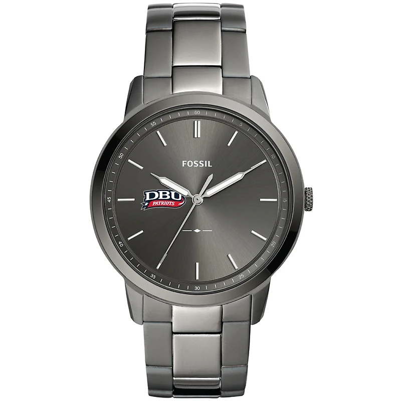 Men's Fossil  Gray Dallas Baptist Patriots Minimalist Three-Hand Smoke Watch