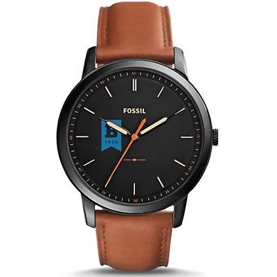 Men's Fossil  Black University of Baltimore Minimalist Slim Light Brown Leather Watch