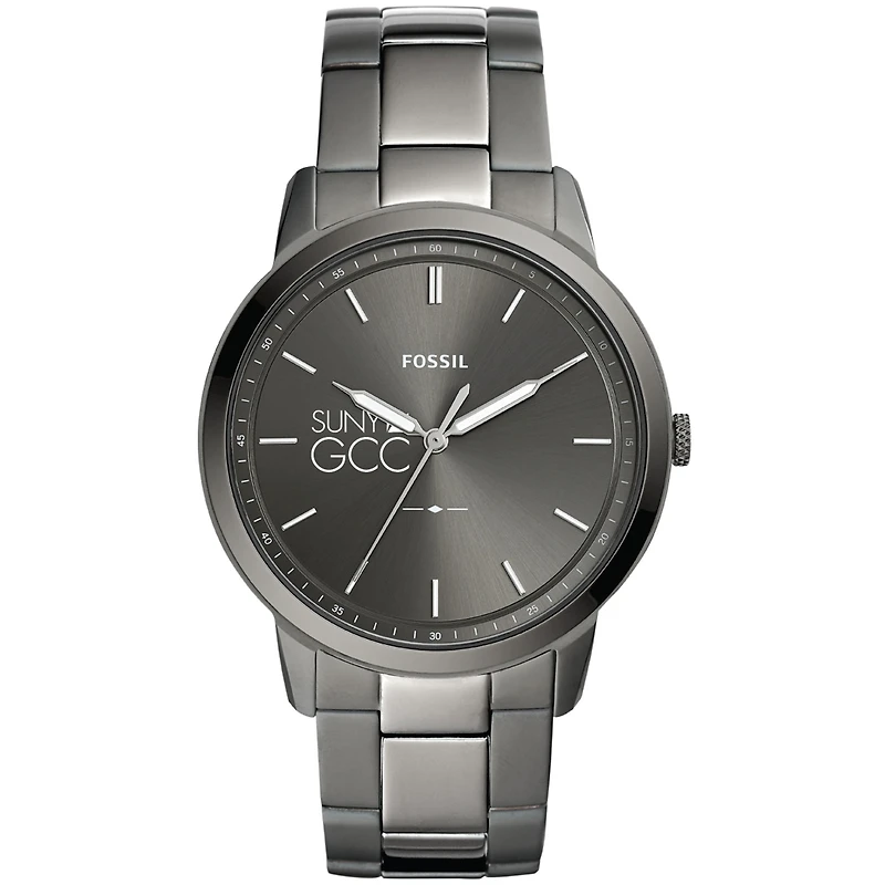 Men's Fossil Gray SUNY Genesee Community College Minimalist Three-Hand Smoke Watch
