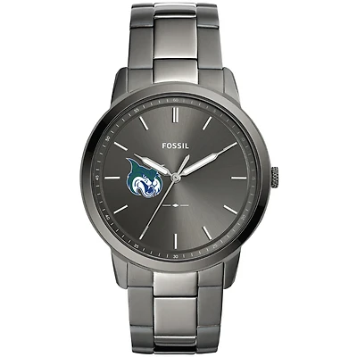 Men's Fossil  Gray Georgia College Bobcats Minimalist Three-Hand Smoke Watch