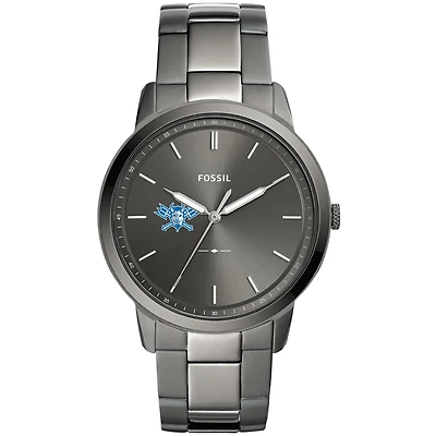 Men's Fossil Gray Lawrence Technological University Blue Devils Minimalist Three-Hand Smoke Watch