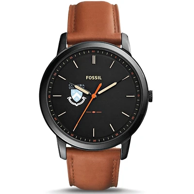 Men's Fossil  Black Columbia University Minimalist Slim Light Brown Leather Watch