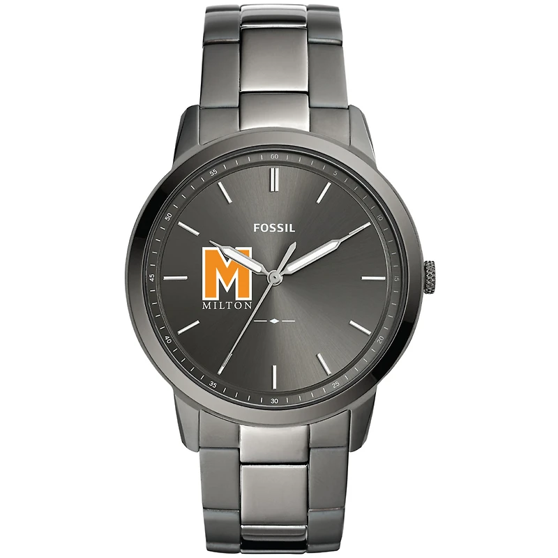 Men's Fossil Gray Milton Academy Mustangs Minimalist Three-Hand Smoke Watch
