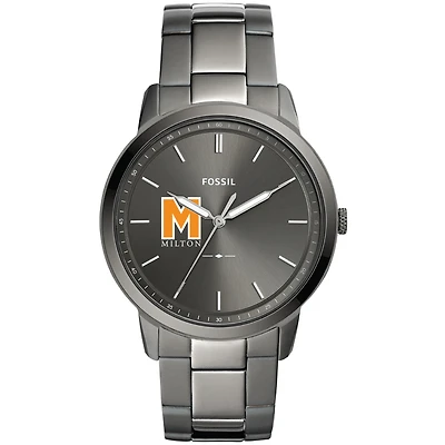 Men's Fossil Gray Milton Academy Mustangs Minimalist Three-Hand Smoke Watch