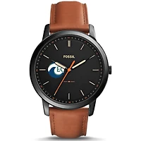 Men's Fossil  Black Eckerd Tritons Minimalist Slim Light Brown Leather Watch