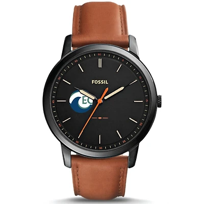 Men's Fossil  Black Eckerd Tritons Minimalist Slim Light Brown Leather Watch