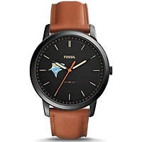 Men's Fossil  Black LIU Sharks Minimalist Slim Light Brown Leather Watch