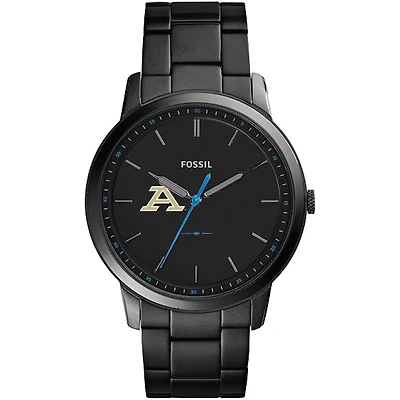 Men's Fossil  Black Akron Zips Minimalist Slim Stainless Steel Watch