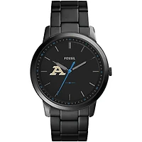 Men's Fossil  Black Akron Zips Minimalist Slim Stainless Steel Watch