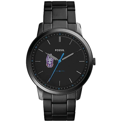 Men's Fossil Black UAlbany Great Danes Minimalist Slim Stainless Steel Watch