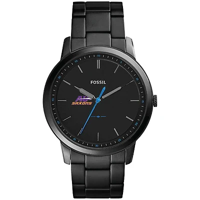 Men's Fossil  Black Alfred University Saxons Minimalist Slim Stainless Steel Watch
