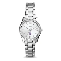 Women's Fossil  Silver UAlbany Great Danes Scarlette Mini Three-Hand Date Watch