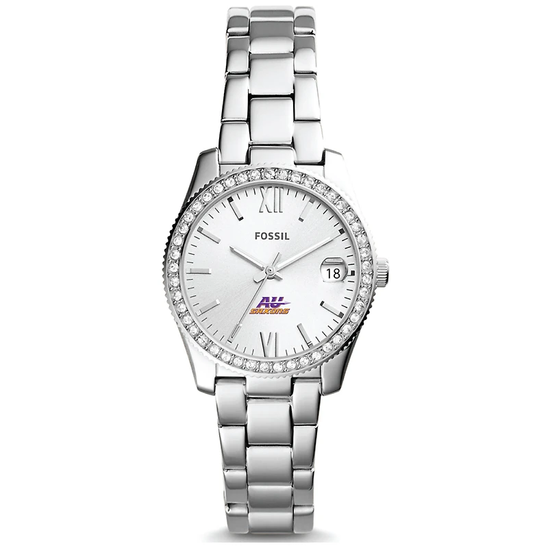 Women's Fossil Silver Alfred University Saxons Scarlette Mini Three-Hand Date Watch