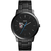 Men's Fossil  Black Belmont Abbey Crusaders Minimalist Slim Stainless Steel Watch