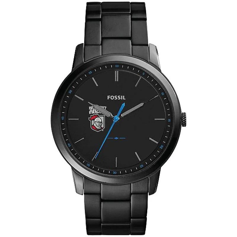 Men's Fossil  Black Belmont Abbey Crusaders Minimalist Slim Stainless Steel Watch