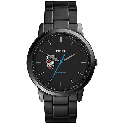 Men's Fossil  Black Belmont Abbey Crusaders Minimalist Slim Stainless Steel Watch