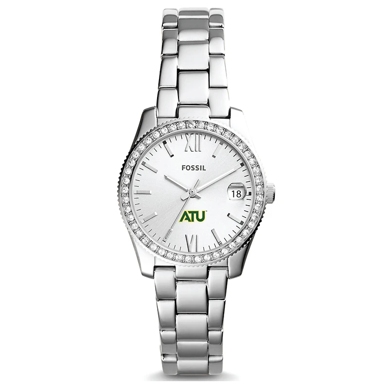 Women's Fossil  Silver Arkansas Tech Wonder Boys Scarlette Mini Three-Hand Date Watch