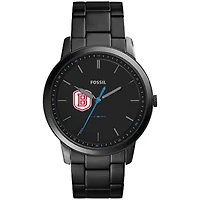 Men's Fossil  Black Bradley Braves Minimalist Slim Stainless Steel Watch